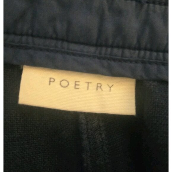 Poetry Navy Blue 100% Linen Pants US 12 Wide Leg Womens Porkchop Pockets - Picture 5 of 7